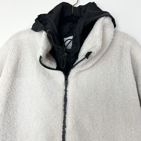 Frame Sherpa & Tech Taffeta Anorak Coat Jacket Black & White Women’s XL NWT - Picture 4 of 16